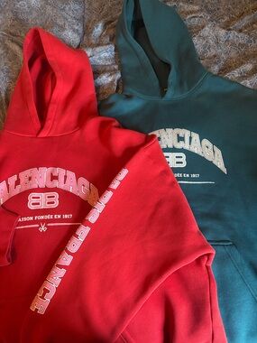 (2) Maison Fondée Balenciaga (Red) and (Turquoise)